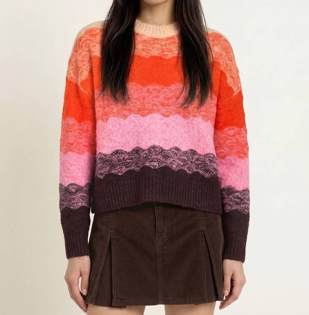 NEW SUNCOO panayo sweater in orange / dark brown / pink